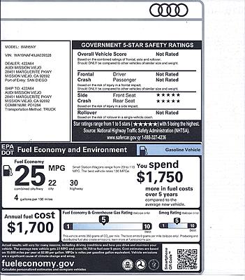 2018 Audi A4 Allroad Prestige - for sale in San Diego-audi-sticker-2.jpg