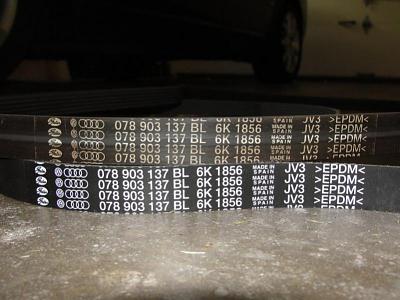 2004 Audi 2.7T Serpentine Belt DIY-old-new-belt.jpg